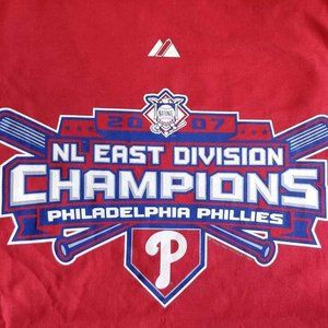 NEW Phillies 2006 Champions Shirt NL East Division Large w Lineup Names on Back